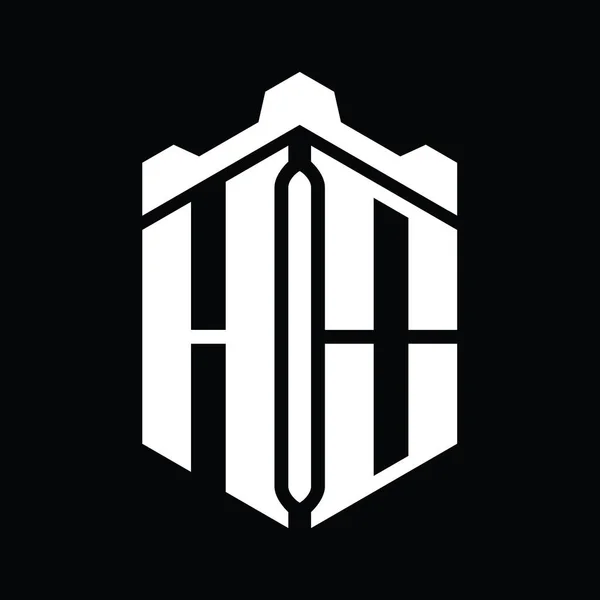 List Logo Monogram Sześciokątny Kształt Korony Zamek Geometryczny Wzór Stylu — Zdjęcie stockowe