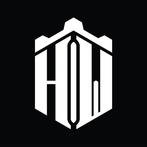Harf Logosu Monogram Altıgen Şekli Crown Castle Geometrik Stil Tasarım — Stok fotoğraf