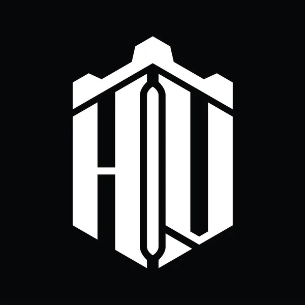 Taç Kale Geometrik Biçim Tasarım Şablonu Ile Harf Logosu Altıgen — Stok fotoğraf