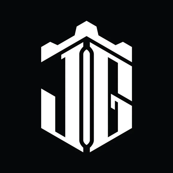 Letter Логотип Шестиугольник Геометрическим Дизайном Замка — стоковое фото