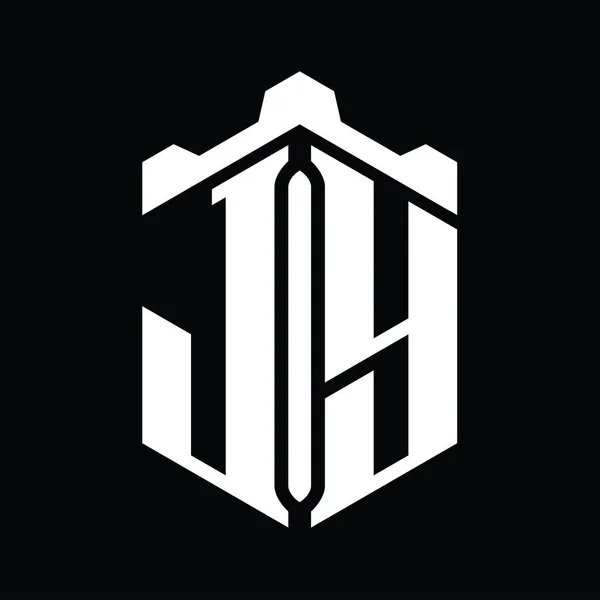 Letter Logo Monograma Hexágono Forma Con Plantilla Diseño Estilo Geométrico —  Fotos de Stock