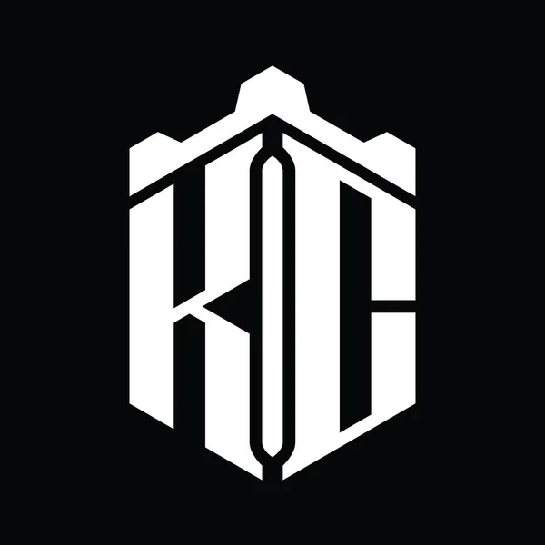 Літера Форма Логотипу Монограми Шестикутника Шаблоном Геометричного Дизайну Замку — стокове фото