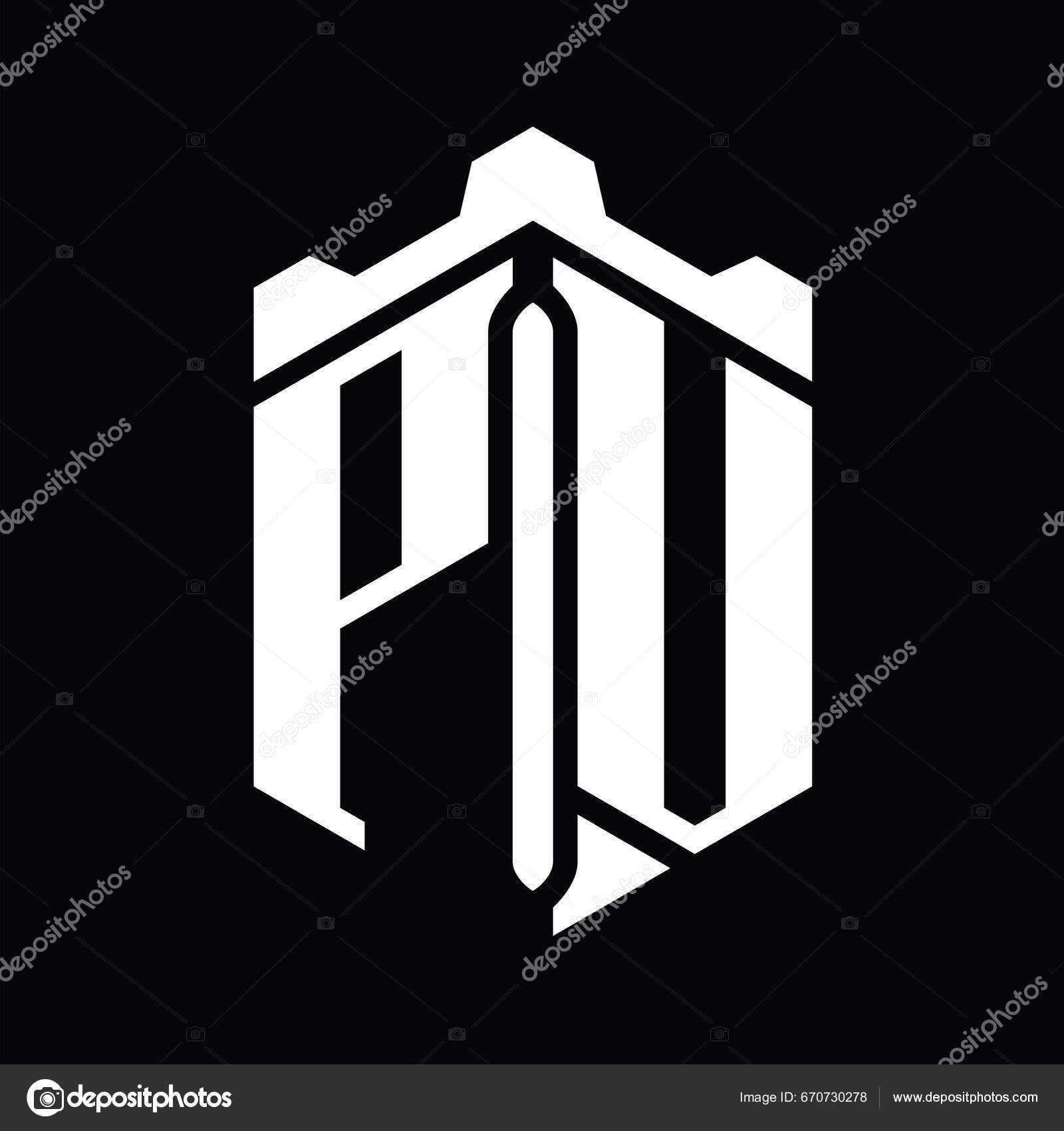 PM Logo monogram gaming with hexagon geometric shape design