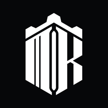 Crown Castle geometrik biçim tasarım şablonu ile MK Letter logo monogram altıgen şekli