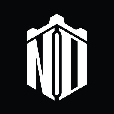 Taç kale geometrik biçim tasarım şablonu ile ND Letter logo monogram altıgen şekli