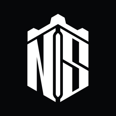 NS Letter Logo monogram altıgen şekli Crown Castle geometrik biçim tasarım şablonu