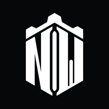 NW Harf Logosu monogram altıgen şekli Crown Castle geometrik biçim tasarım şablonu