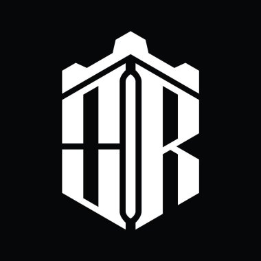 Ya da Crown Castle geometrik stil tasarım şablonu ile harfli monogram altıgen şekil