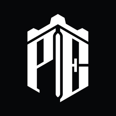 Beden Eğitimi Harfi Logosu monogram altıgen şekli ve Crown Castle geometrik stil tasarım şablonu