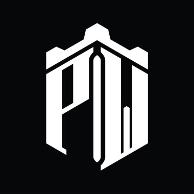 PW Harf Logosu monogram altıgen şekli Crown Castle geometrik biçim tasarım şablonu