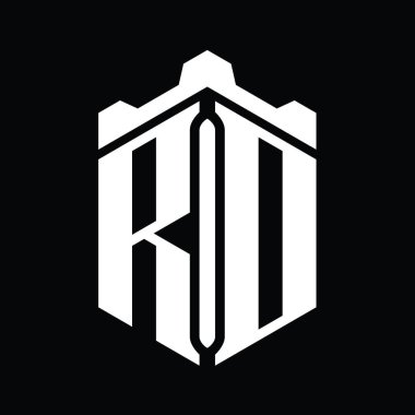 RD Harf Logosu monogram altıgen şekli ve Crown Castle geometrik stil tasarım şablonu