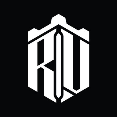 Crown Castle geometrik stil tasarım şablonu ile RV Letter logo monogram altıgen şekli