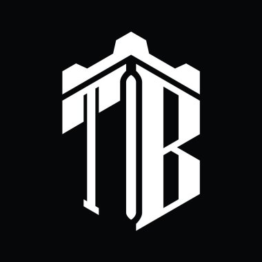 TB Harfi Logo monogram altıgen şekli Crown Castle geometrik biçim tasarım şablonu