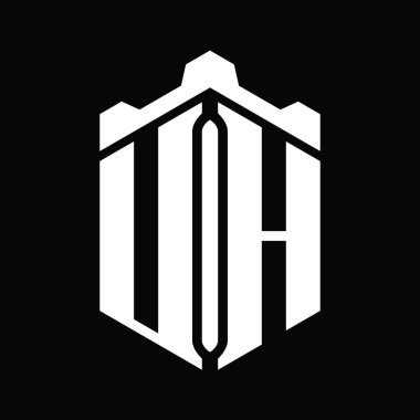 Crown Castle geometrik stil tasarım şablonu ile UH Letter logo monogram altıgen şekli
