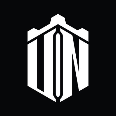 BM Harfi Logosu, taç kale geometrik stil tasarım şablonuyla altıgen şeklinde