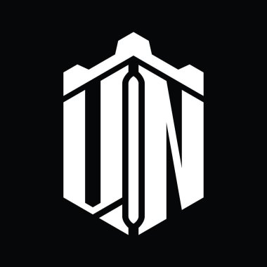 VN Harf Logosu monogram altıgen şekli Crown Castle geometrik biçim tasarım şablonu