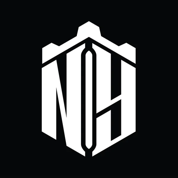Нью Йорк Літера Логотип Монограма Шестикутника Шаблоном Геометричного Дизайну Замку — стокове фото
