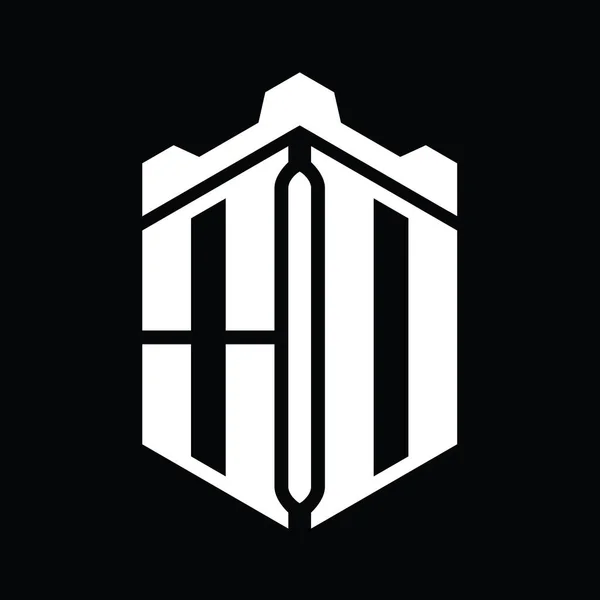 List Logo Monogram Sześciokątny Kształt Korony Zamek Geometryczny Styl Szablon — Zdjęcie stockowe