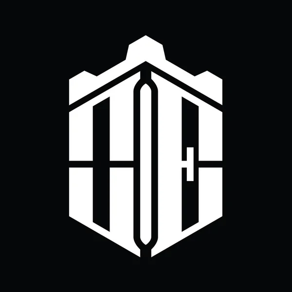 Letter Logotyp Monogram Hexagon Form Med Krona Slott Geometrisk Stil — Stockfoto
