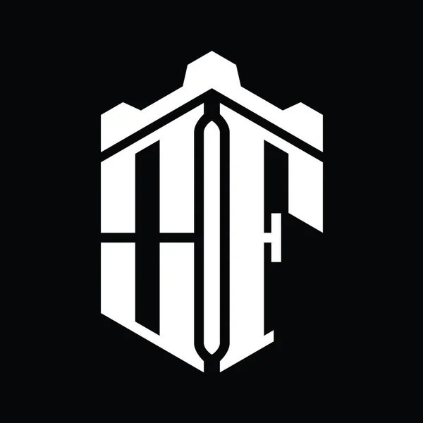 Taç Kale Geometrik Stil Tasarım Şablonu Ile Harf Logosu Monogram — Stok fotoğraf