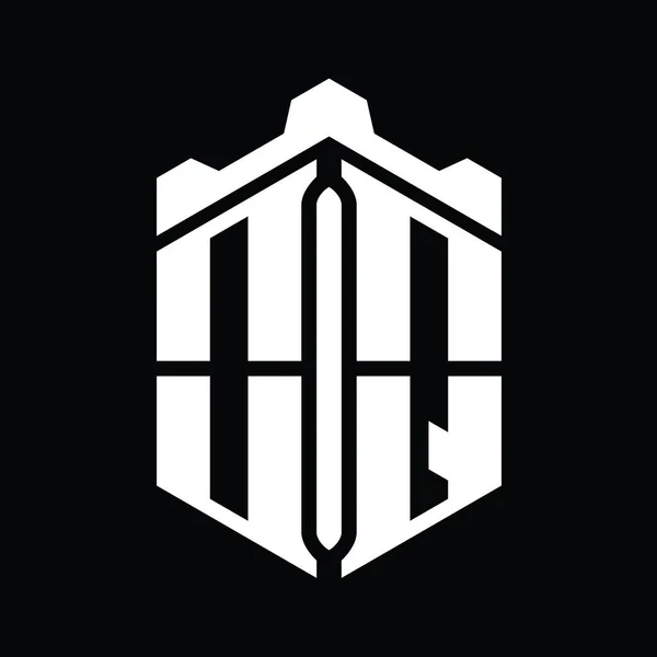 Логотип Шестиугольника Геометрическим Дизайном Замка Логотипом — стоковое фото