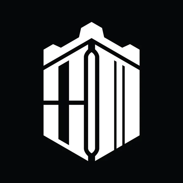 Логотип Логотипа Шестиугольник Геометрическим Дизайном Замка Короны — стоковое фото
