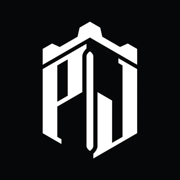 Форма Шестиугольника Логотипом Letter Logo Геометрическим Дизайном Замка — стоковое фото