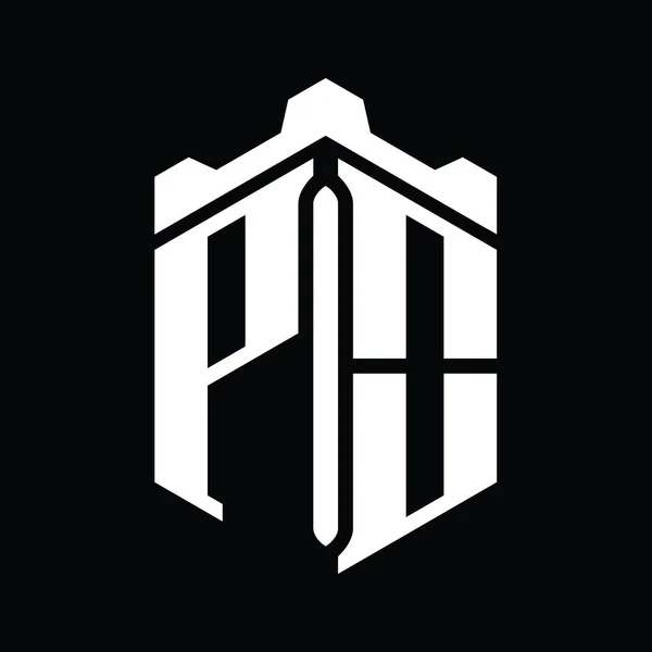 Эмблема Логотипа Шестиугольник Геометрическим Дизайном Замка — стоковое фото