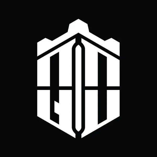 Логотип Логотипа Шестиугольник Геометрическим Дизайном Замка — стоковое фото