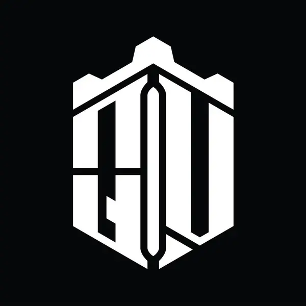 Логотип Буквы Шестиугольник Геометрическим Шаблоном Замка — стоковое фото