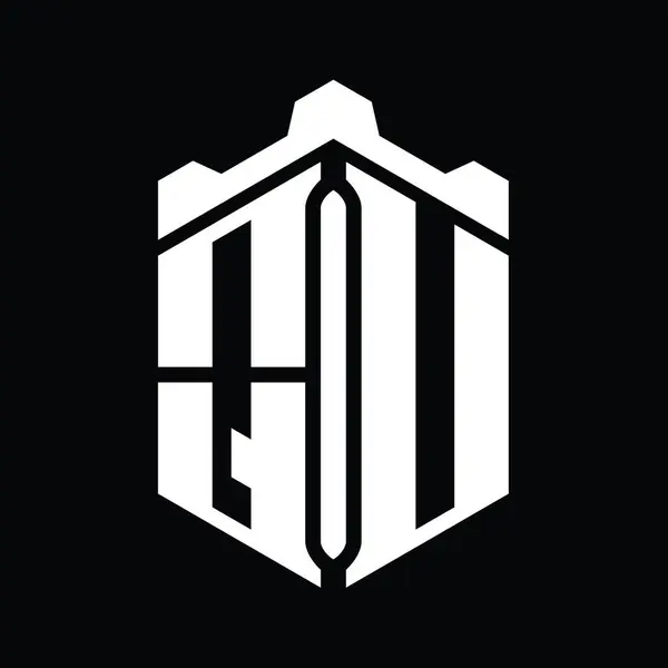 Letter Logo Monogram Hatszög Alakú Korona Vár Geometriai Stílus Design — Stock Fotó