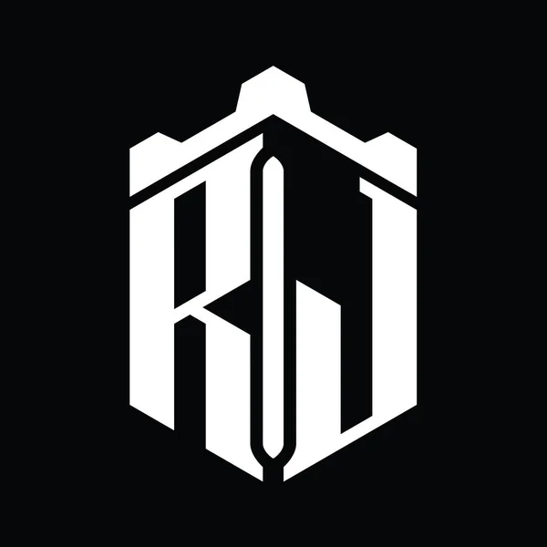 Буква Логотипа Шестиугольник Геометрическим Дизайном Замка — стоковое фото