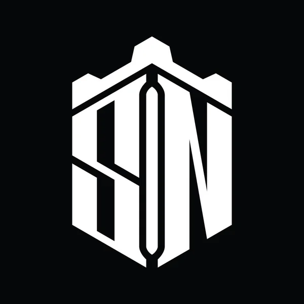 Логотип Логотип Шестиугольника Геометрическим Дизайном Замка — стоковое фото