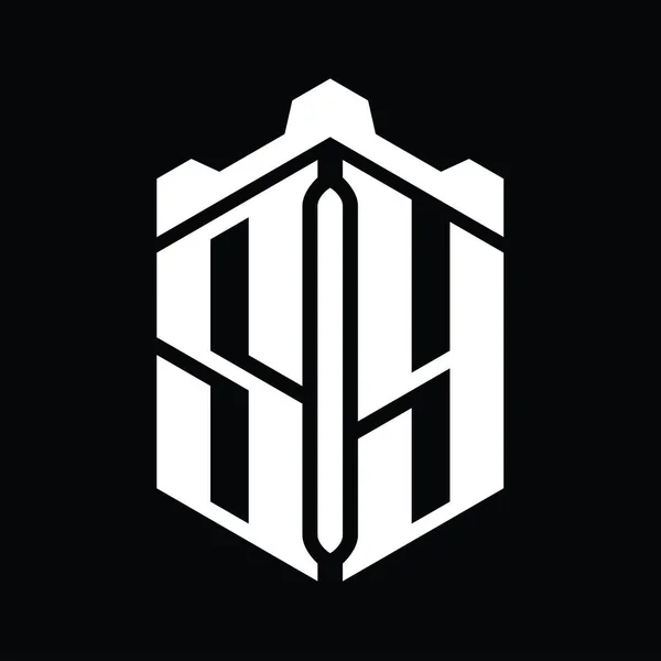 Letter Логотип Шестиугольник Геометрическим Дизайном Замка — стоковое фото