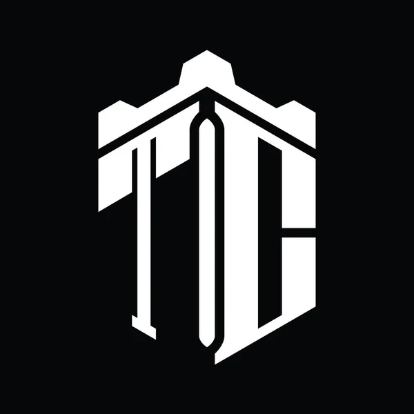 Эмблема Логотипа Шестиугольник Геометрическим Дизайном Замка — стоковое фото