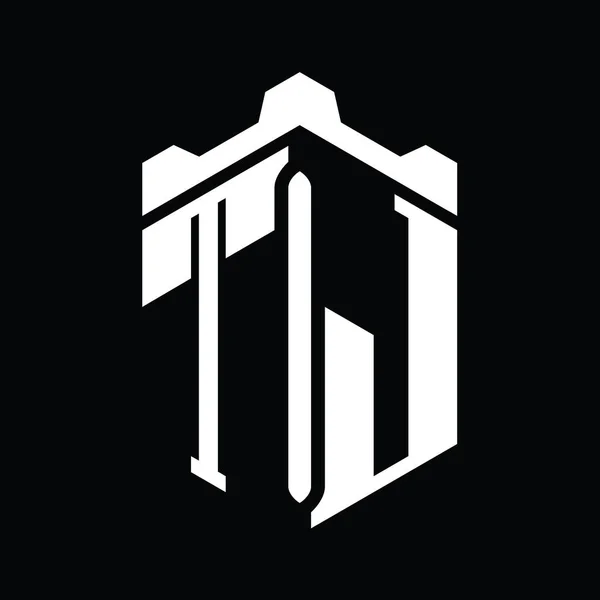 Логотип Джей Форма Шестиугольника Геометрическим Дизайном Замка — стоковое фото