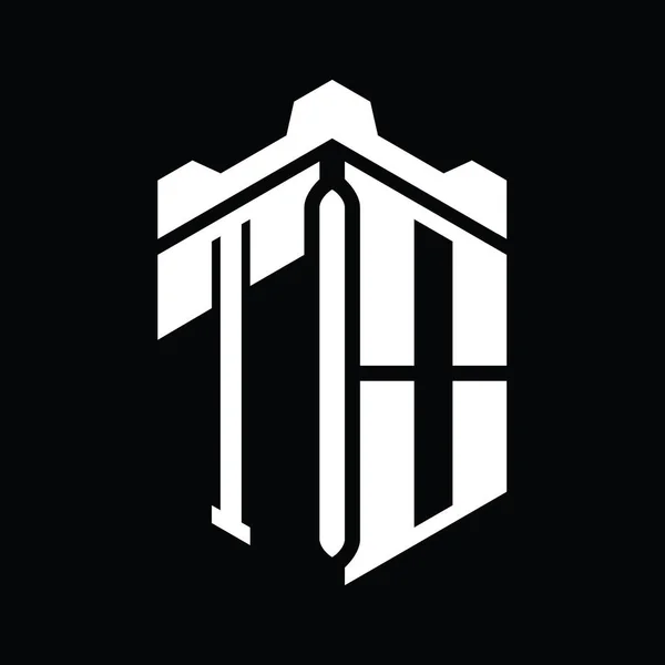 Логотип Шестиугольника Геометрическим Дизайном Замка — стоковое фото