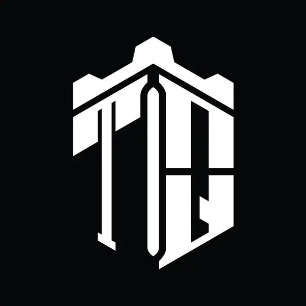 Letter Logo Monogram Zeshoek Vorm Met Kroon Kasteel Geometrische Stijl — Stockfoto