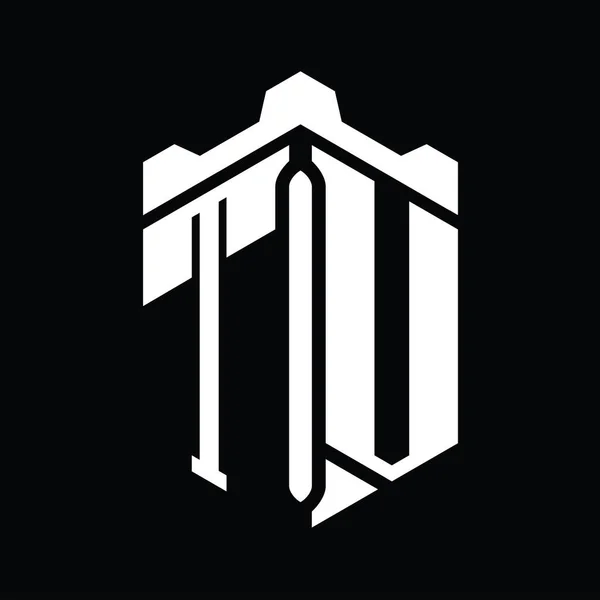 Логотип Телеграммы Шестиугольник Геометрическим Дизайном Замка — стоковое фото