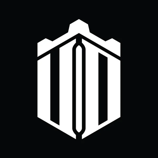 Логотип Логотипа Форме Шестиугольника Геометрическим Дизайном Замка — стоковое фото