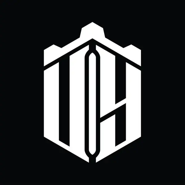 Корейська Літера Логотип Монограма Шестикутника Шаблоном Геометричного Стилю Коронного Замку — стокове фото