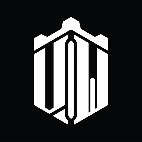 Логотип Логотипа Шестиугольника Геометрическим Дизайном Замка — стоковое фото