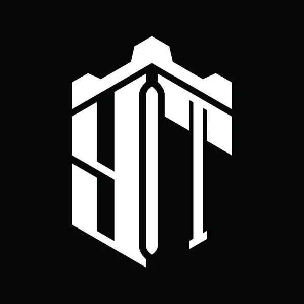 Taç Kale Geometrik Stil Tasarım Şablonu Ile Letter Logo Monogram — Stok fotoğraf