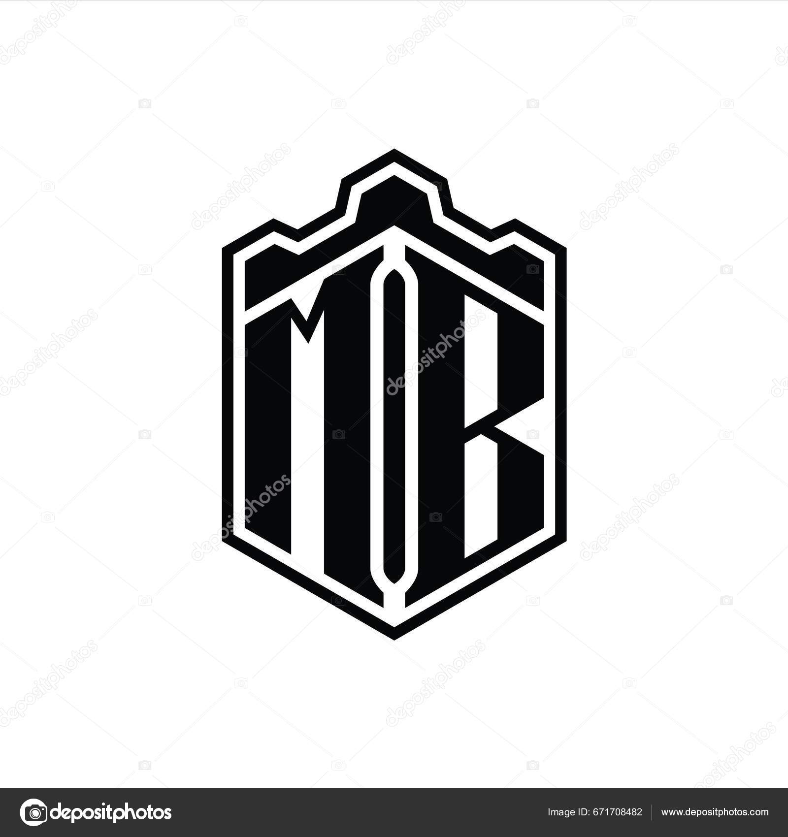 BM Logo monogram letter with shield and slice style design