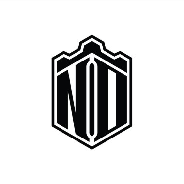 ND Harf Logosu monogram altıgen kalkan şekilli taç kale geometriği tasarım şablonu