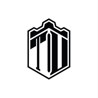 TU Letter Logo monogramı altıgen kalkanı şekilli taç kale geometriği tasarım şablonu
