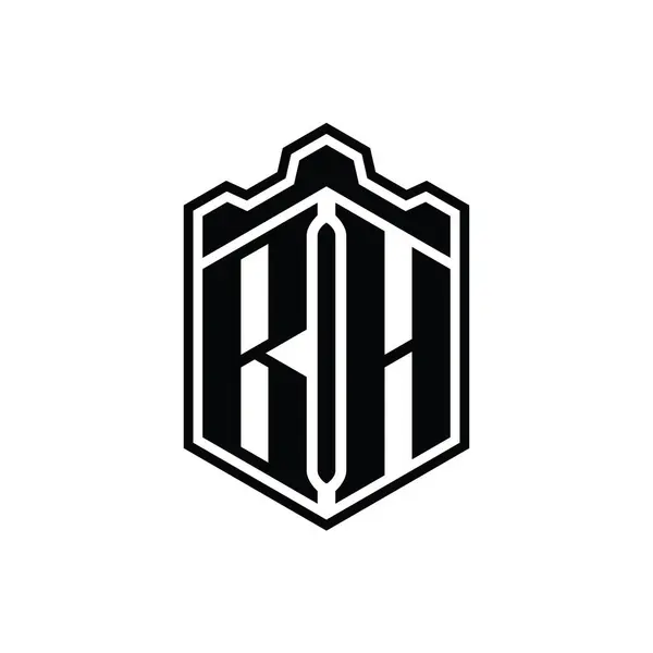 Letter Logo Μονόγραμμα Εξάγωνο Ασπίδα Σχήμα Στέμμα Κάστρο Γεωμετρικό Περίγραμμα — Φωτογραφία Αρχείου
