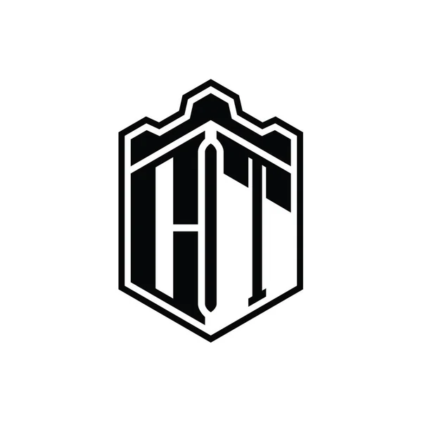 Brev Logotyp Monogram Hexagon Sköld Form Krona Slott Geometriska Med — Stockfoto