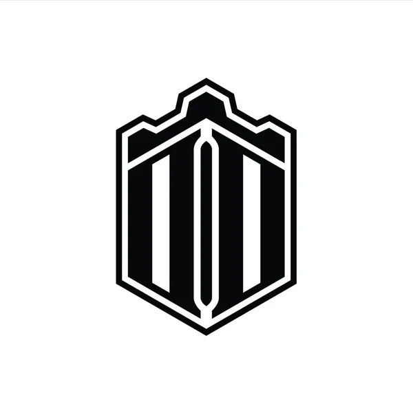 Letter Logo Monogram Zeshoekig Schild Kroon Kasteel Geometrisch Met Omtrek — Stockfoto