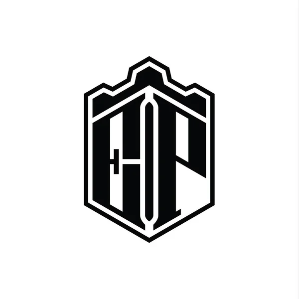 Буква Логотипа Шестиугольный Щит Формы Короны Замок Геометрические Очертаниями Стиль — стоковое фото